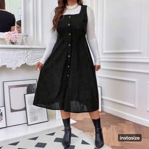 Shein Button Front Corduroy Jumper Dress 4X